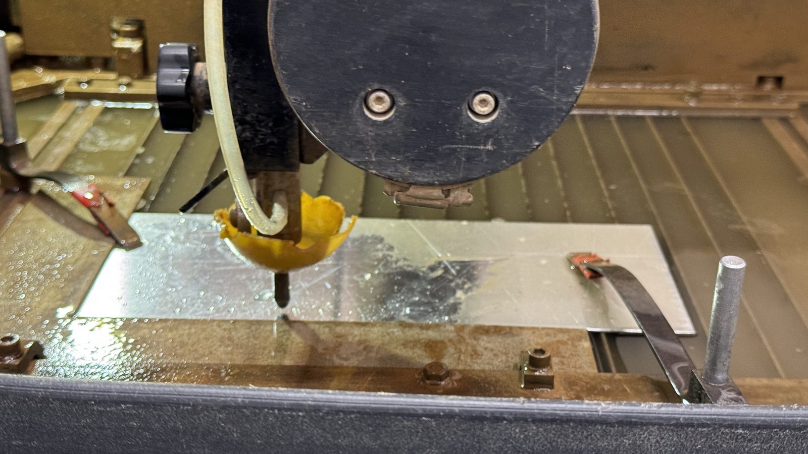 CNC-scribed aluminium sheet being cut and formed for an HBPV cell container