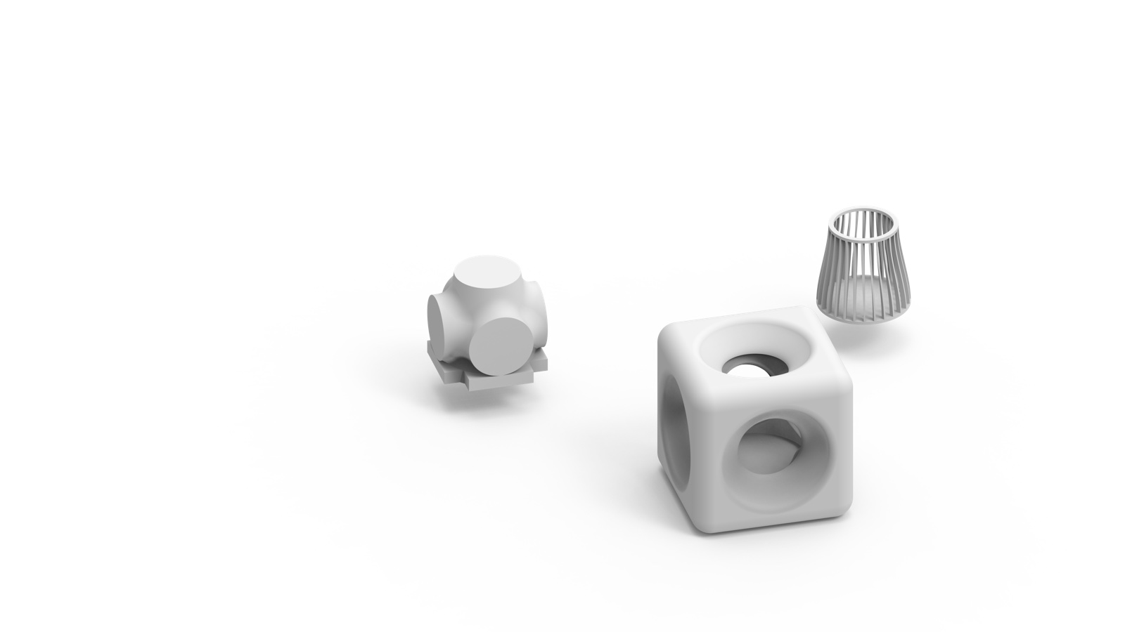 SOGES design iteration V1 — early cube-housing concept with separated rotor and base modules